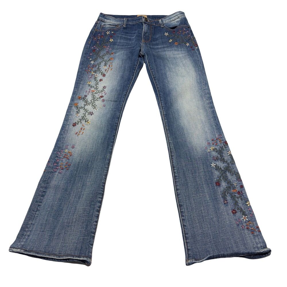 Driftwood Size 28 Kelly Bootcut Embroidered Blue Floral Denim Jeans